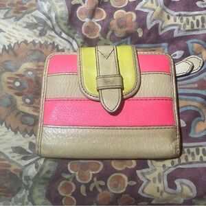 Fossil Pink, Yellow, and Tan Women's Wallet